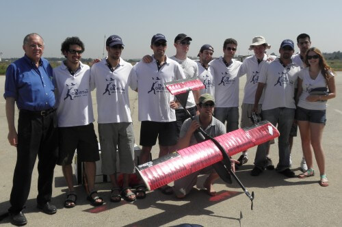 The winning team in the student projects, with the drone we built. Photo: Technion spokespersons