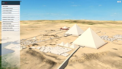 The Valley of the Kings in Giza, Egypt, view from the outside, from a XNUMXD rendering by Dassault Systèmes