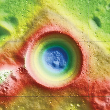 An illustration created using LRO altimeter data shows a possible appearance of Shackleton Crater at the moon's south pole.
