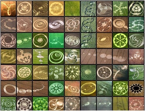 A collection of images of crop circles. From Wikipedia