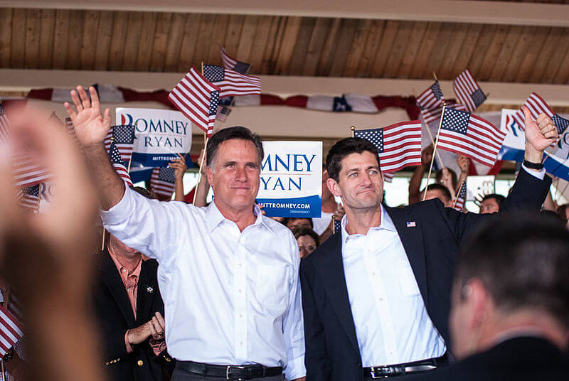 Republican Party candidate Mitt Romney and Vice President candidate Paul Ryan at the party convention held in Tampa Florida in late August 2012. From Wiki-News. Originally from Flickr, CC license