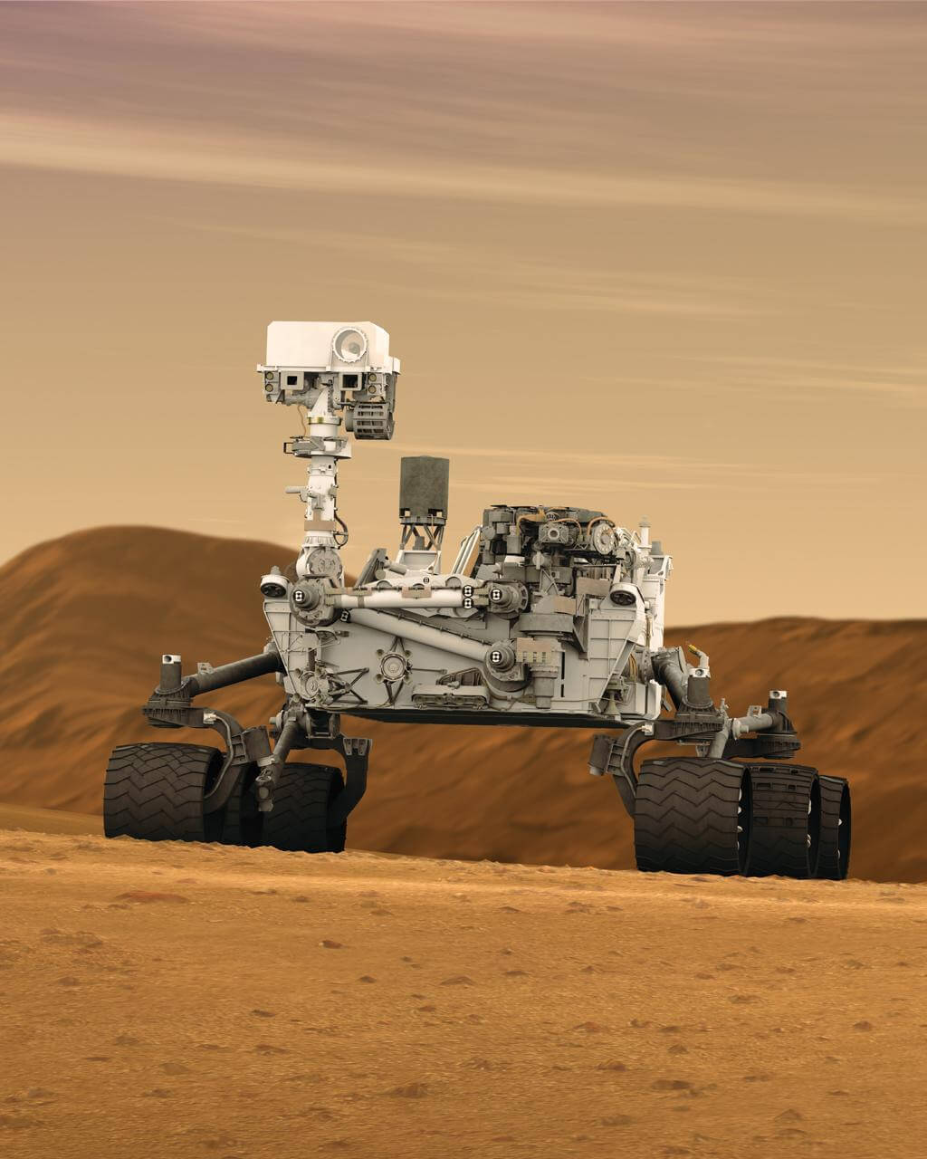 רכב השטח קיוריוסיטי על אדמת מאדים. איור: נאס"א