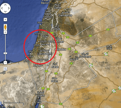 The size of Gale Crater compared to the State of Israel