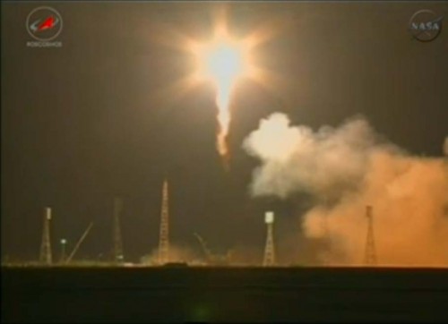 إطلاق المركبة الفضائية Progress 48 من مركز بايكونور الفضائي في كازاخستان، 1 أغسطس 2012. الصورة: تلفزيون ناسا