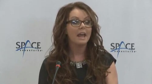 Singer Sara Brightman at a press conference in Moscow, October 10, 2012, announcing that she will fly as a space tourist in 2015