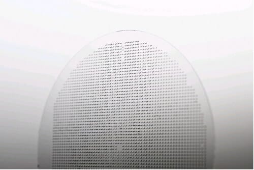 A silicon wafer with three-dimensional sensors on it. Photo: planoptik