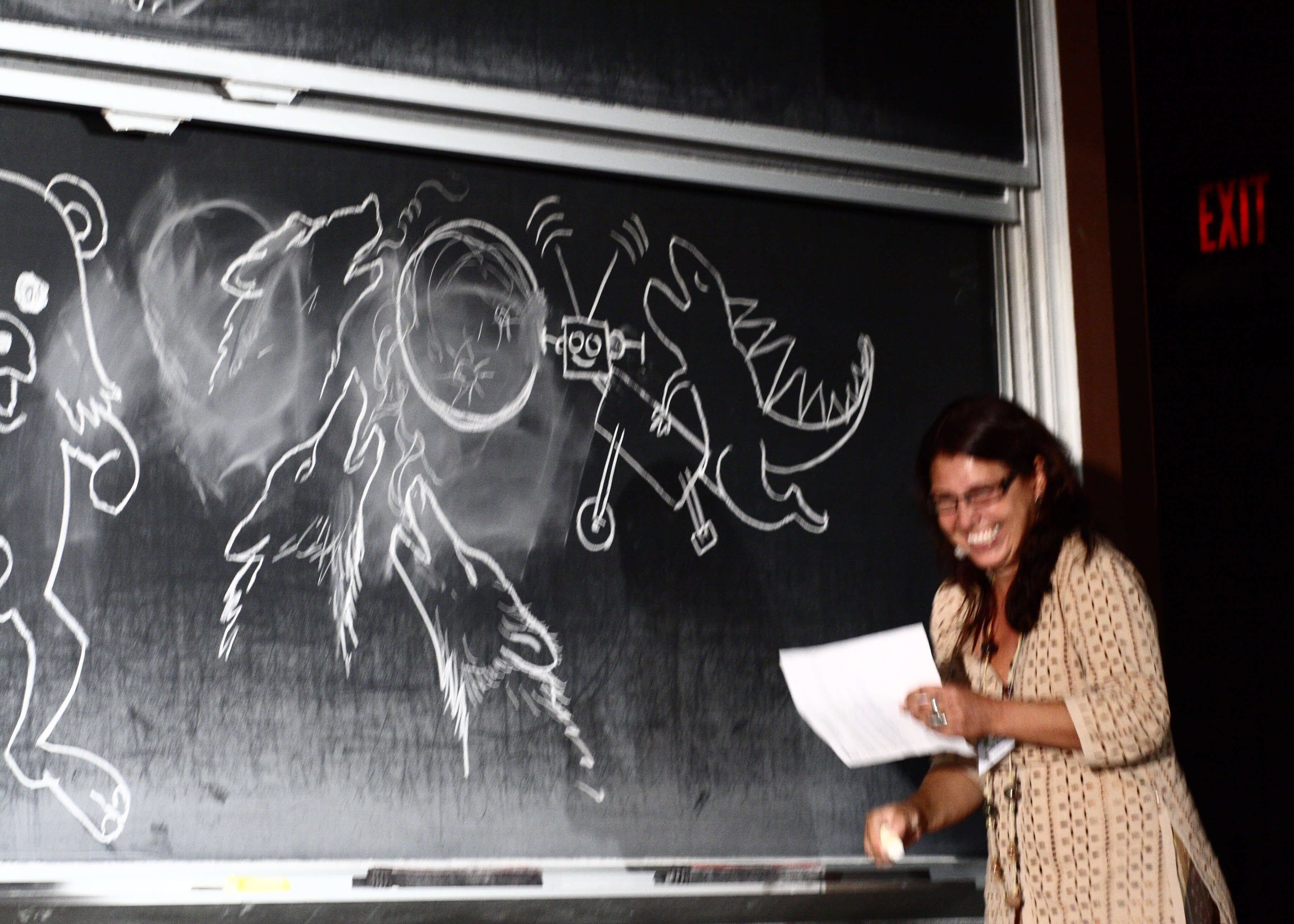 Antonia sat humorously on the board - wolves howl at the full moon. From wikimedia commons
