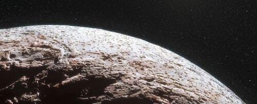 An artist's impression of the surface of Maki-Maki, a dwarf planet whose orbit is far from that of Pluto. (ESO/L. Calçada/Nick Risinger)