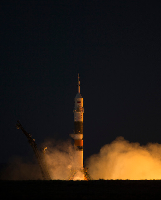 The Soyuz TMA-07M spacecraft was launched from the Baikonur Cosmodrome in Kazakhstan on December 19, 2012 carrying the 34th crew members to the International Space Station. Photo: NASA/Carla Ciopi.