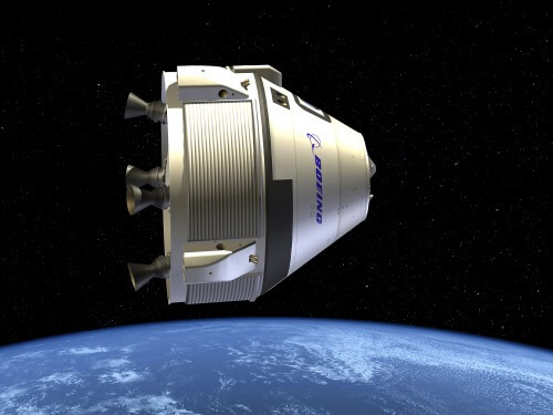 הדמיית אמן של החללית CST-100 המפותחת על ידי בואינג עבור תוכנית החלל המאוישת המסחרית של נאס"א