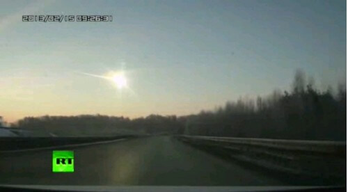 פיצוץ המטאוריט מעל רוסיה, 15 בפברואר 2013, צילום מסך משידורי RT