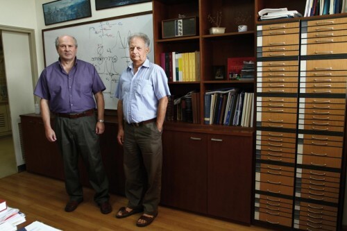 From the right: Prof. Yachiam Pryor and Prof. Ilya Aberbuch. angular momentum