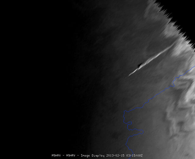 המטאור שהתפוצץ ברוסיה ב-15 בפברואר 2013 כפי שנצפה ע"ל הלווין מטאוסאט 10