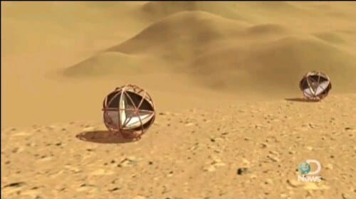 A Mars lander capable of moving with the help of the wind. Image: NASA and James Williams