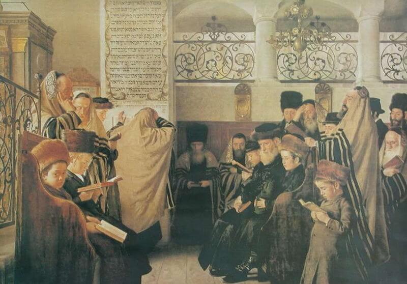 "Yom Kippur", oil painting on canvas by Isidore Kaufman (before 1907)