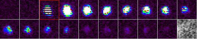 These false color frames extracted from the original black and white video show the explosion in its development and climax. The flash of light was as bright as a magnitude 4 star.