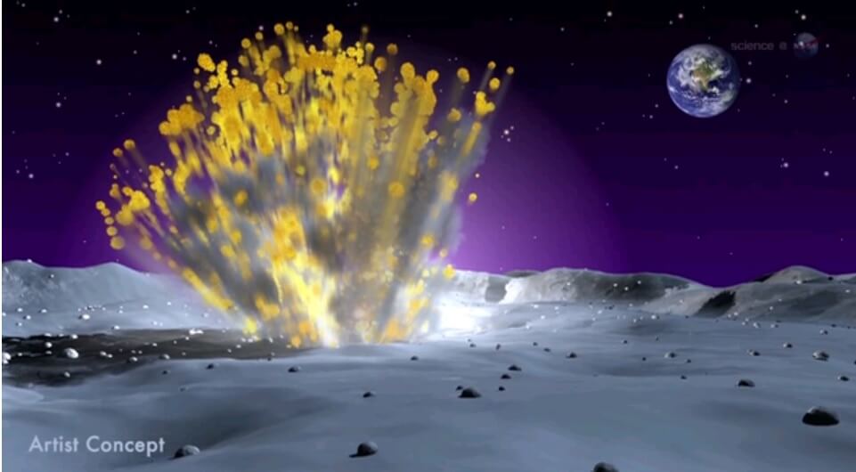 Simulation of a meteorite impact on the lunar surface, March 17, 2013. Image: NASA