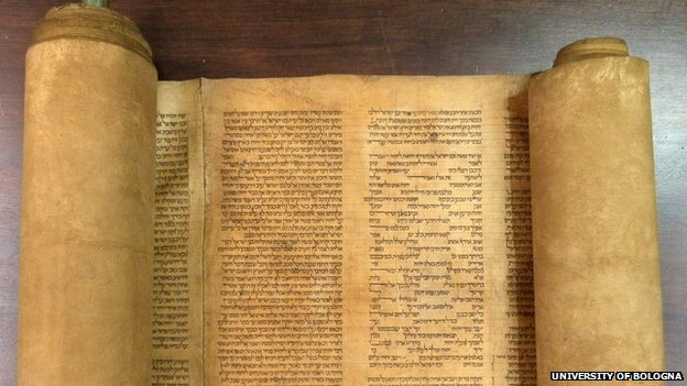 A Torah scroll at least 850 years old that was discovered in Italy. Photo: University of Bologna