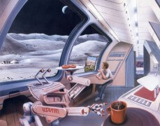 איור אמן של בסיס ירחי. צילום: Spencer/Space Tourism Society.