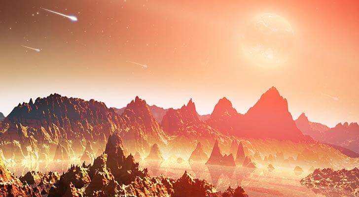כוכב לכת צעיר היפותטי המקיף שמש שכבר התקררה וסובל מהפגזה בלתי פוסקת של חומרים מהחלל - איור של נאס"א
