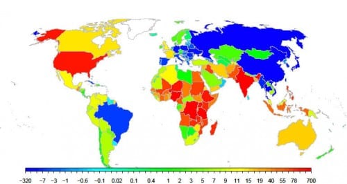 The expected changes in the population from now until 2100 are shown in the figure. The largest expected increase is in Nigeria, whose population will add 730 million people and will reach 914 million people in 2100 compared to 184 million today. Eight of the ten countries that recorded the sharpest increase in their population are in Africa. The only two outside of Africa that will grow at a relatively fast rate are India in second place and the United States in eighth place with an expected increase of 146 million inhabitants, or 46 percent, from 316 million today to 462 million in 2100. The largest expected decrease is in China, where there will be In 2100, about 300 million inhabitants: China's population is currently 1.4 billion and is expected to number 1.1 billion in 2100. (Credit: UW Center for Statistics and Social Sciences)