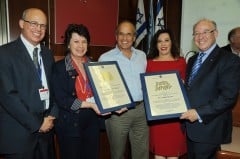 מימין לשמאל: פרופ' יעקב פרנקל, ד"ר יהודית ריכטר, ד"ר קובי ריכטר, ד"ר מוניק ברל ופרופ' יוסף קלפטר קרדיט צילום: ישראל הדרי