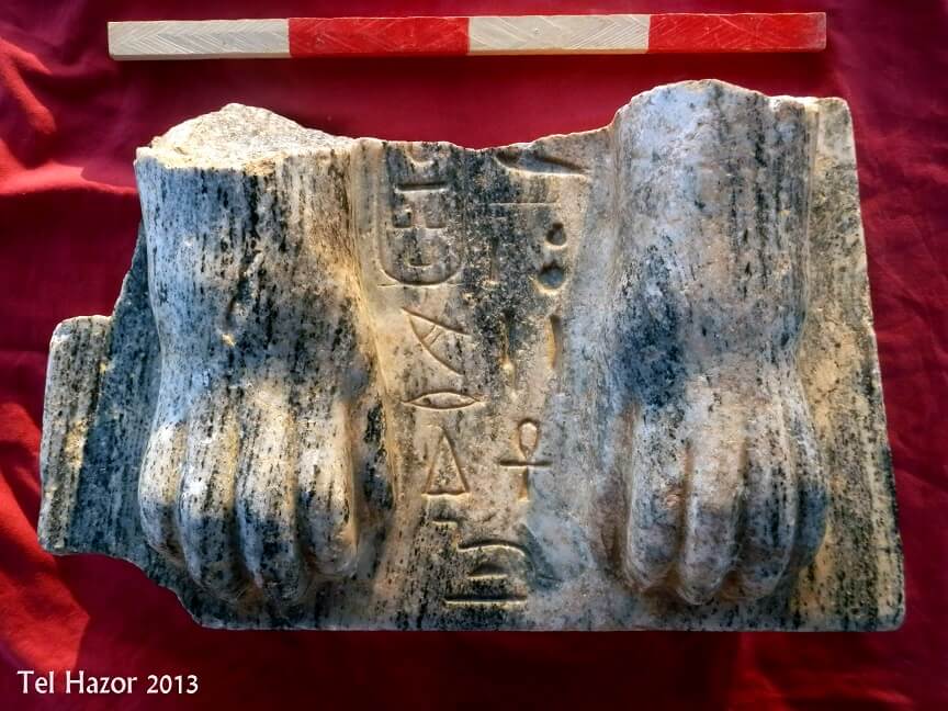 Sphinx fragment from Tel Hazor. Hebrew University photo