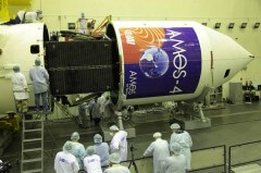 The Amos 4 satellite arrives at the Baikonur Space Center for its launch on August 31, 2013. Photo: Russian space agency Roscosmos