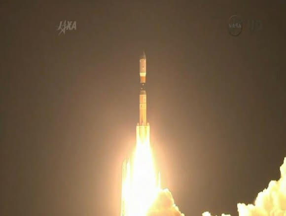 שיגור חללית המטען HTV-4 של סוכנות החלל היפנית, 4/8/13. צילום מסך מתוך הטלוויזיה של נאס"א