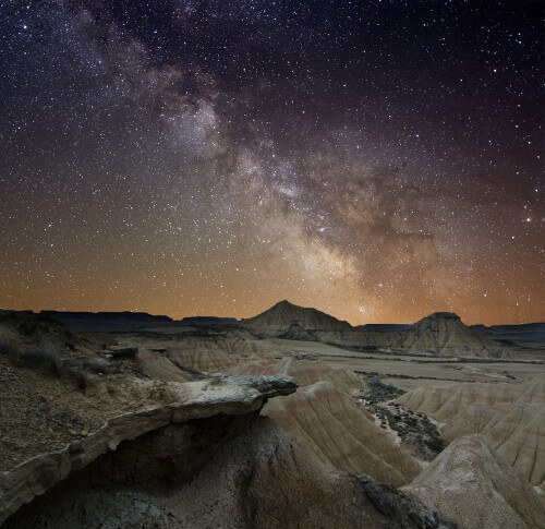 The Milky Way over a desert landscape in Spain. Photo: shutterstock