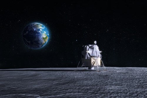 הדמיה ברזולוציה גבוהה של נחתת אפולו על הירח. איור: shutterstock