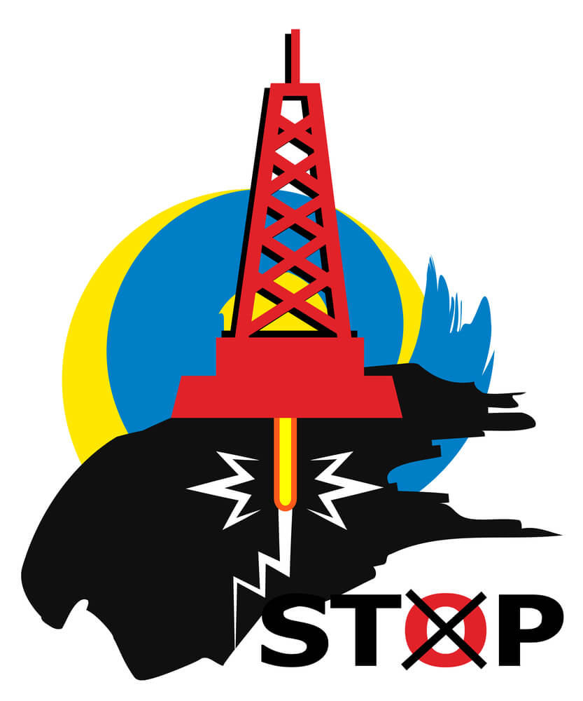 A poster of opponents of oil and gas extraction using the fracking method. Illustration: shutterstock
