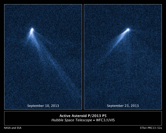 אסטרואיד שנראה כמו ממטרה עם שישה זנבות שביטים. צילום. נאס"א