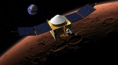 הידלדלות האטמוספרה הפכה את מאדים הרטוב למדבר. הדמיה של החללית MAVEN בשמי כוכב הלכת. צילום: נאס"א