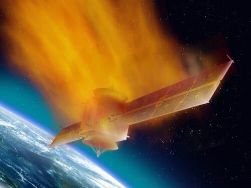 A satellite burns up in the atmosphere. Illustration: shutterstock