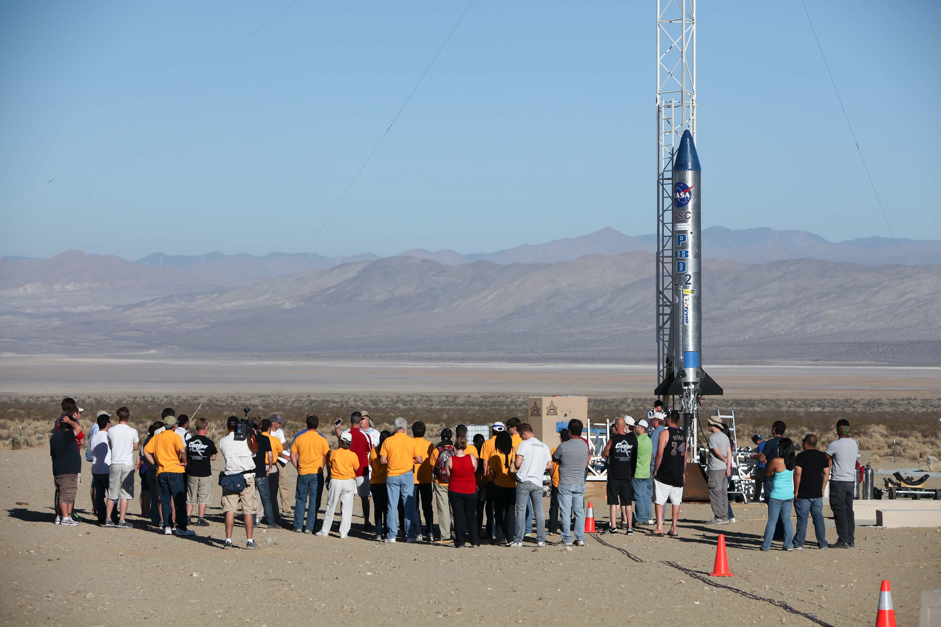 Students and engineers participate in the preparation for the launch of the Prospector 18 rocket Image Credit: NASA/Dimitri Gerondidakis