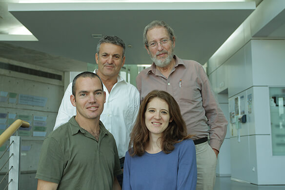 Danit Oz Levy and Amir Gelman. Standing in the back, from the right: Prof. Doron Lantz and Prof. Zebulon Elazar. rare mutations