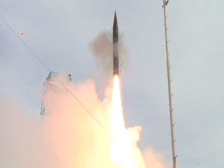 A successful test of the Arrow system February 3, 2013. Courtesy of the aviation industry and spokesmen of the Ministry of Defense
