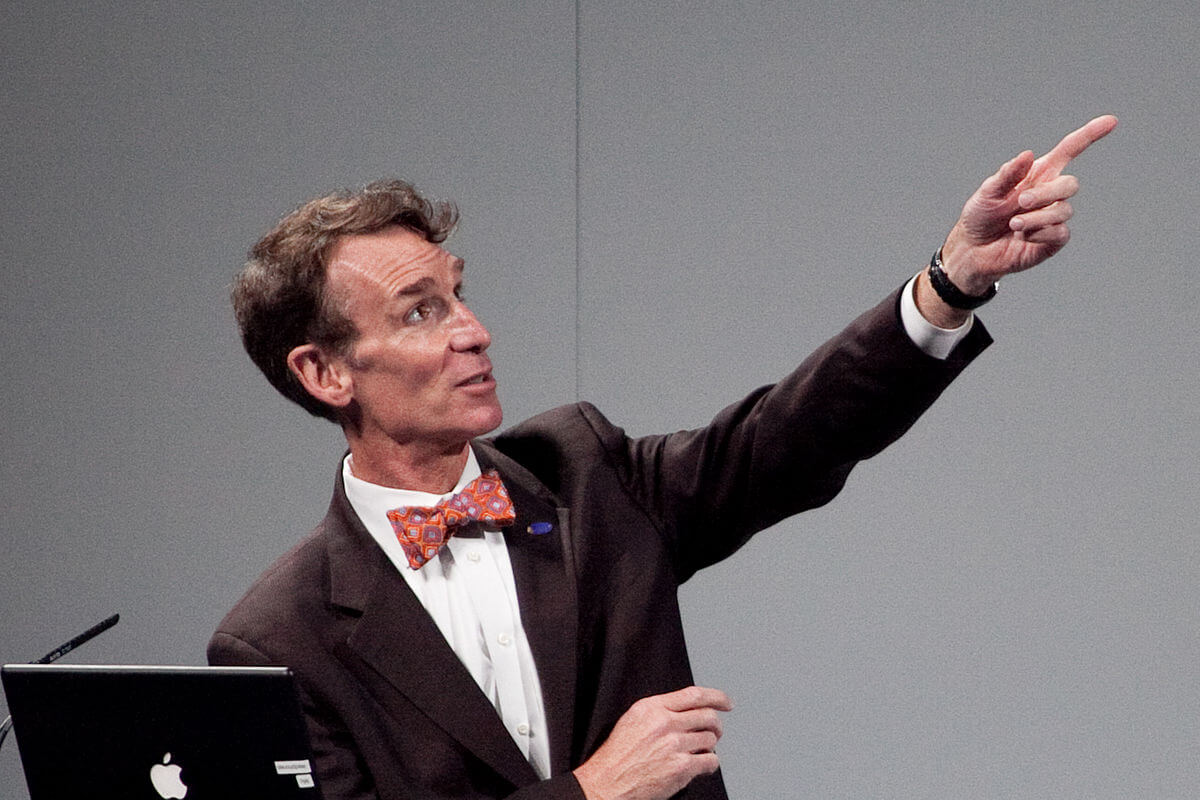 Scientist Bill Nye, in a lecture from 2010. From Wikipedia