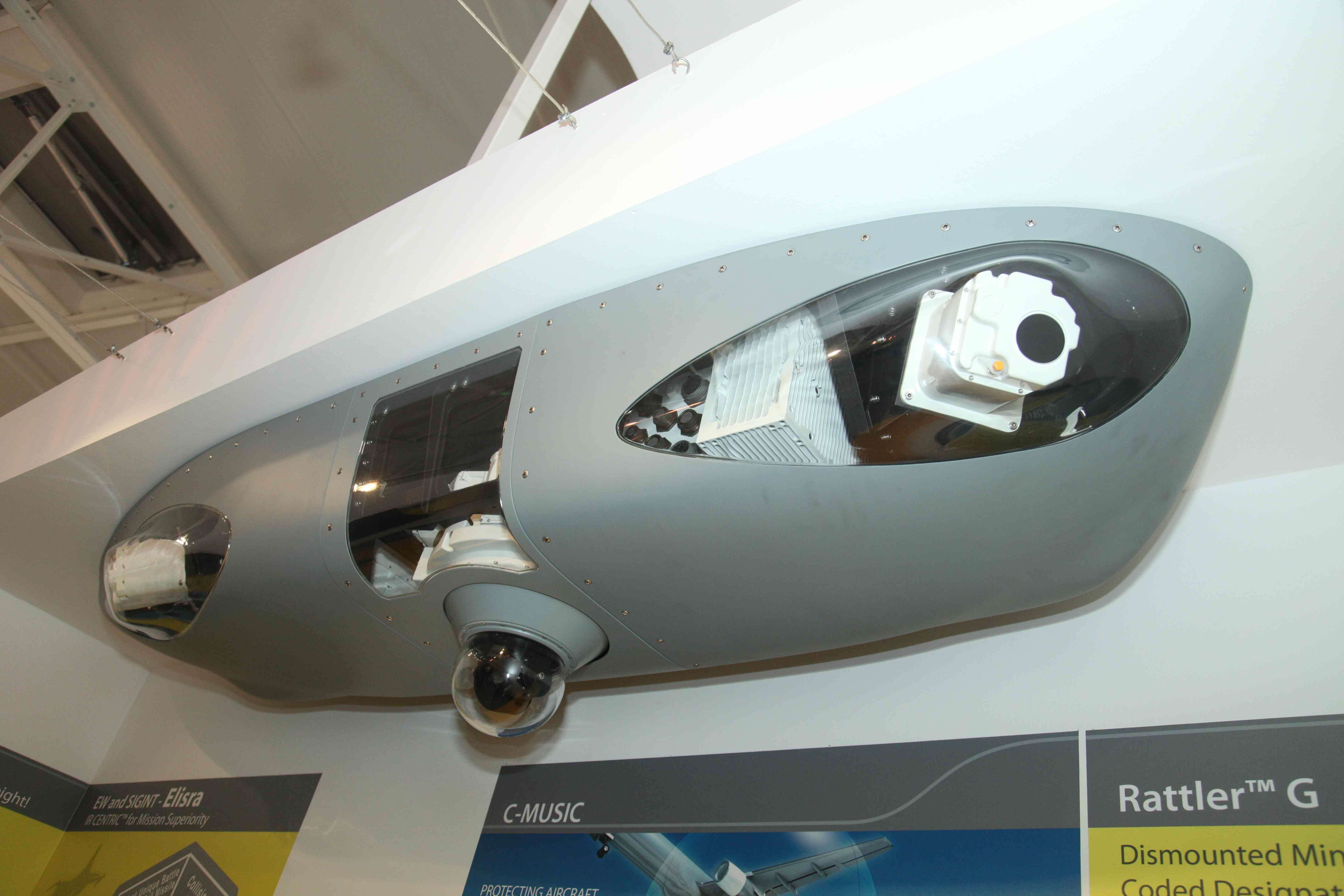 The C-MUSIC system for protecting passenger planes against shoulder-fired missiles at the Paris Air Show 2011. Photo: Assaf Shilo Israel Sun,