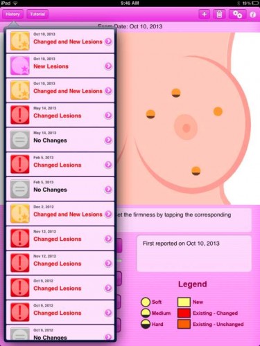 Screenshot of the Breast Self Exam app Credit: Ziv Harish