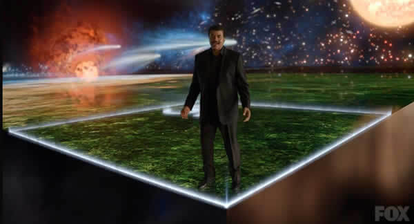 לוח השנה הקוסמי, תמונת מסך מתוך הסדרה "קוסמוס" בהגשתו של ניל דה-גראס טייסון. צילום: FOX ו-NATIONAL GEOGRAPHIC