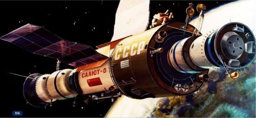 Salyut 6 space station - Soviet illustration.