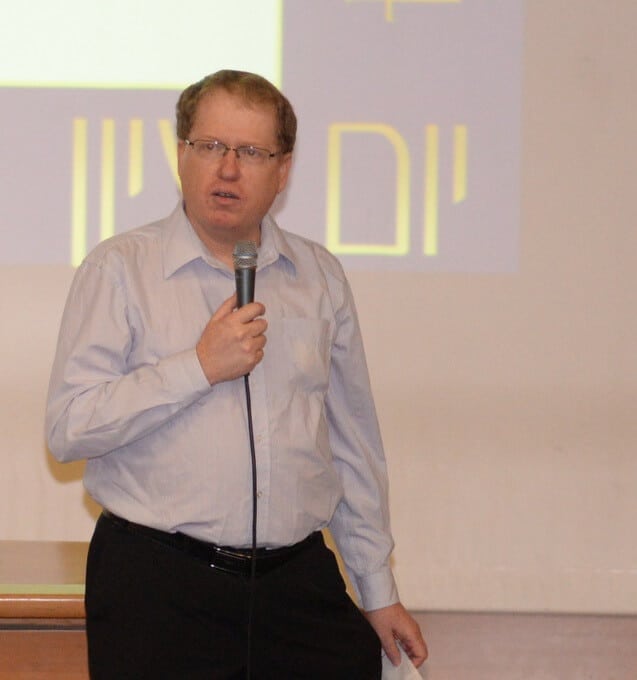 Prof. Eli Biham at the conference today. Photo: Shitzo photo services, Technion agencies.