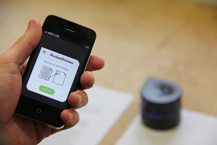 The tiny robotic printer from Jerusalem-based Zota Labs is controlled by a cell phone