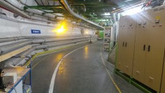 The tube where the protons flow towards the collision, inside the CERN tunnel. Photo: Avi Blizovsky