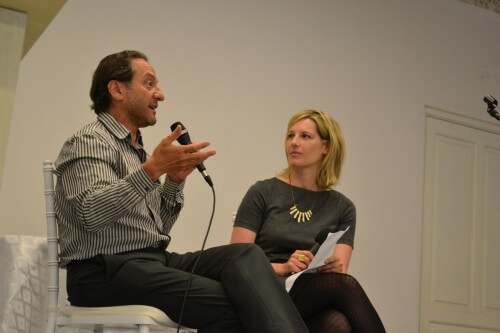 Haaretz reporter Netta Ahitov interviews Joe Confino, editor of the Guardian Sustainable Business at the Pratt Prize ceremony, May 2014. Photo: The Heschel Institute