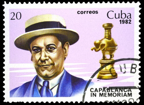 Stamp in memory of Jose Raul Capablanca issued by his homeland, Cuba. Kiev. Victor / Shutterstock.com