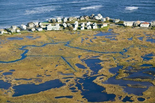 Aerial photograph of the Rachel Carson Marsh and Marine Sanctuary near Portland Maine. Photo: shutterstock