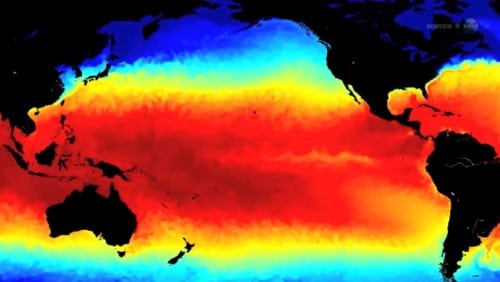 El Niño conditions in the Pacific Ocean. From a NASA video